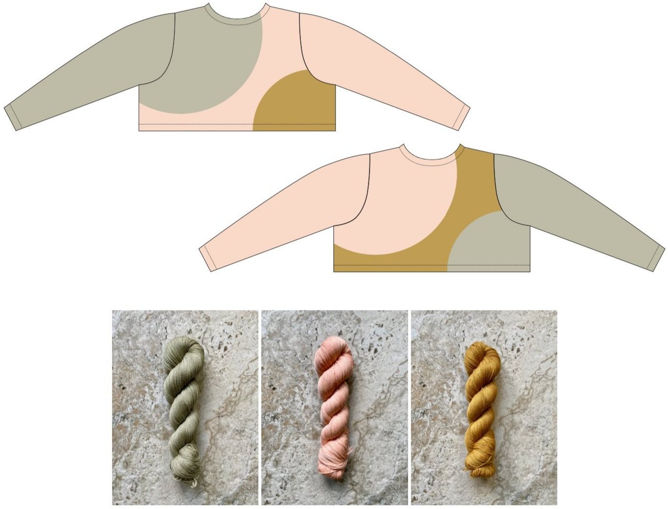   COLOR COMBO 1 (above):  Evergreen, House Rosé, Sunstone 