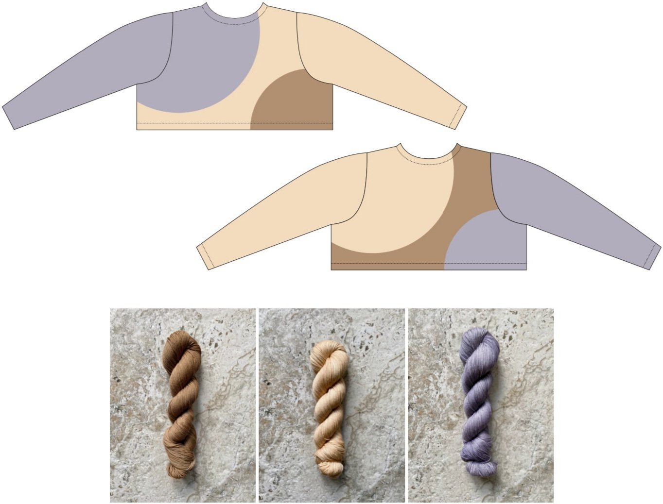   COLOR COMBO 4 (above):  Bark, Faded Honey, Lavender Silver 